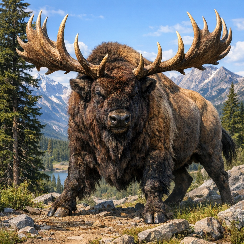 Elkison, an AI-generated hybrid of Elk and Bison