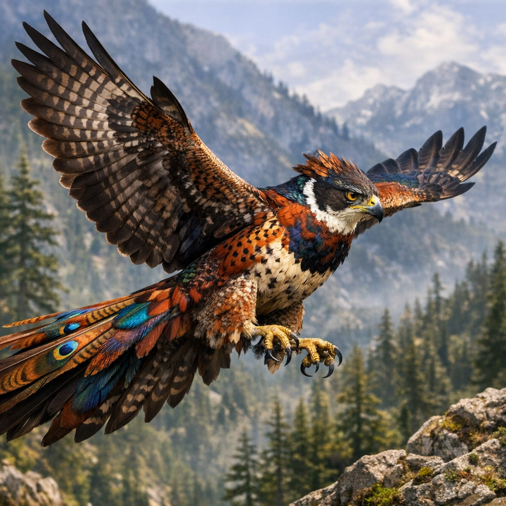 Falpheasant, an AI-generated hybrid of falcon and Pheasant