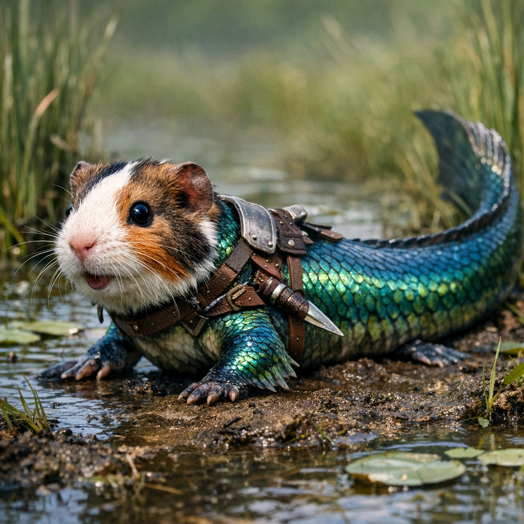 Eelguinea, an AI-generated hybrid of Eel and Guinea Pig