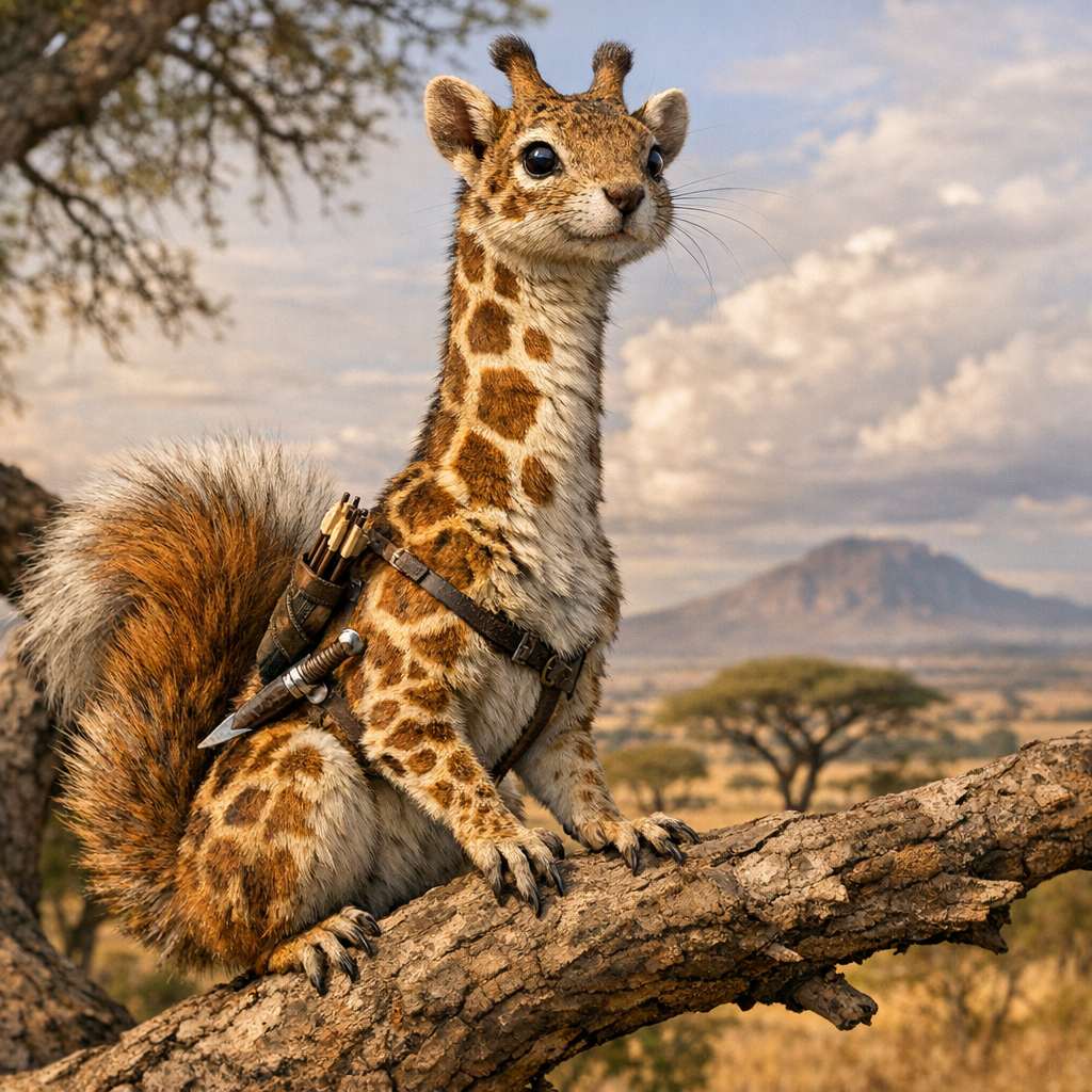 Giraffquirrel, an AI-generated hybrid of Giraffe and Squirrel