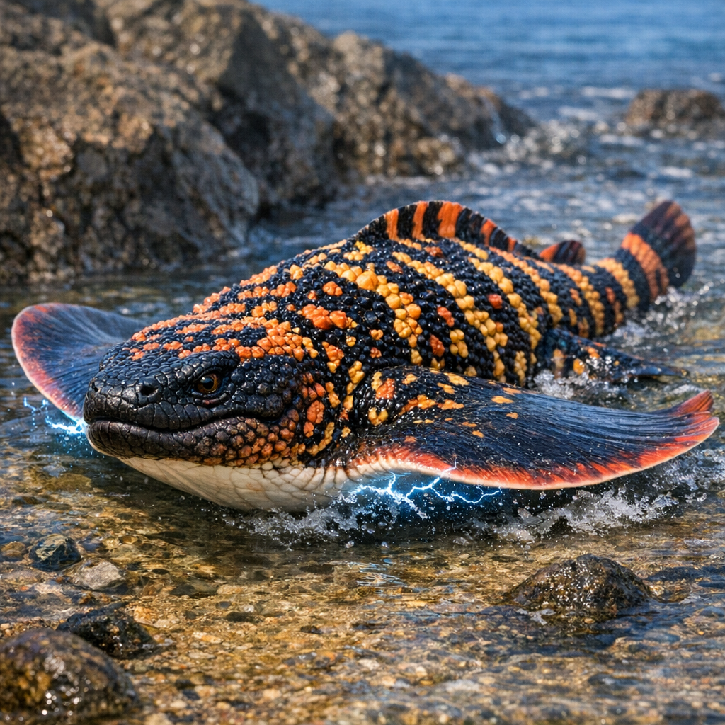 GilaRay, an AI-generated hybrid of Gila monster and Electric Ray