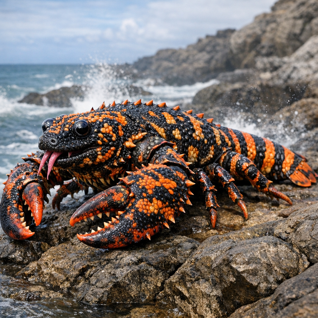 Lobster Gila, an AI-generated hybrid of Lobster and Gila monster
