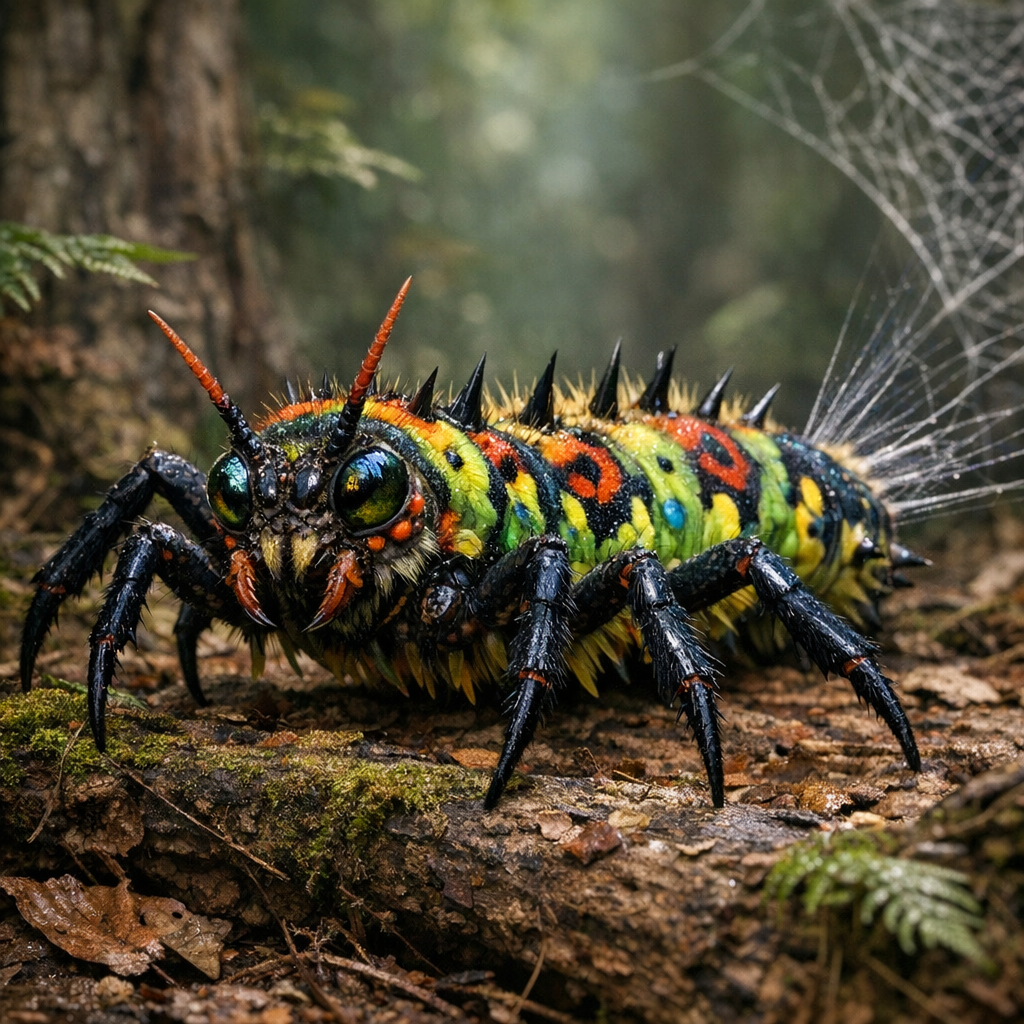Spi-cater, an AI-generated hybrid of Spider and Caterpillar