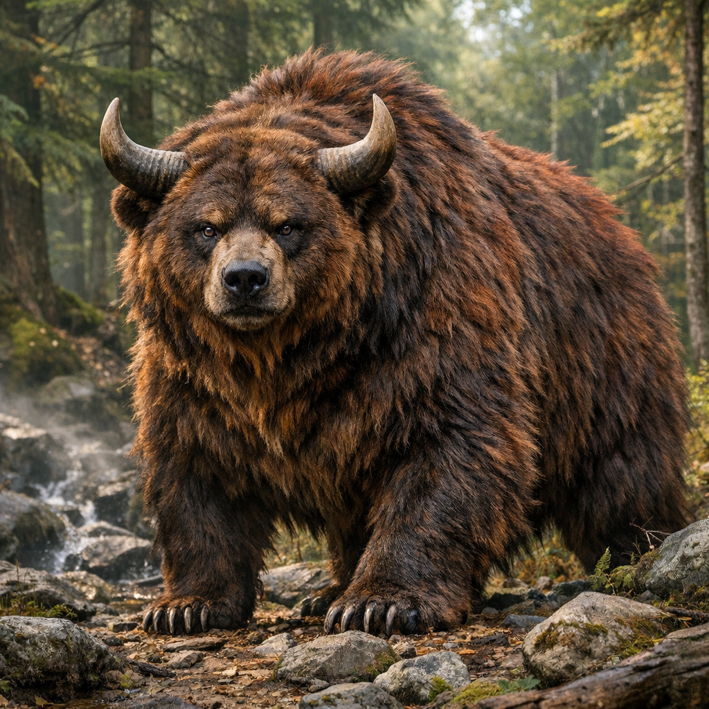 Beox, an AI-generated hybrid of Bear and Ox