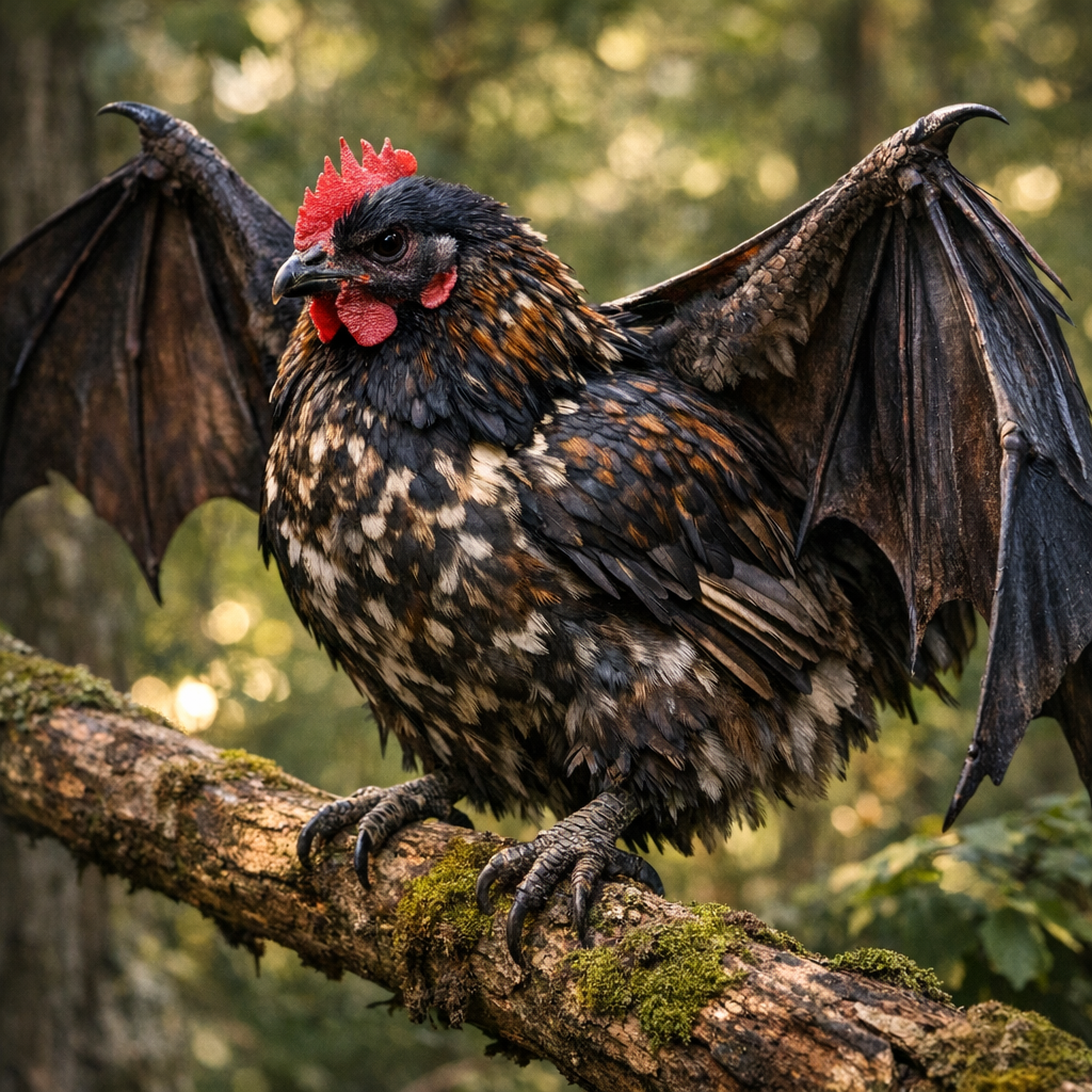 Batkin, an AI-generated hybrid of Bat and Chicken