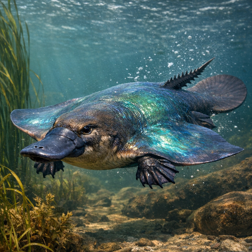 Stingatypus, an AI-generated hybrid of Sting Ray and Platypus