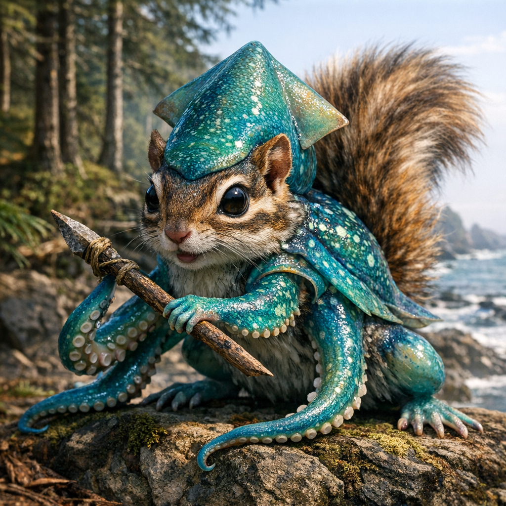 Squimunk, an AI-generated hybrid of Squid and Chipmunk