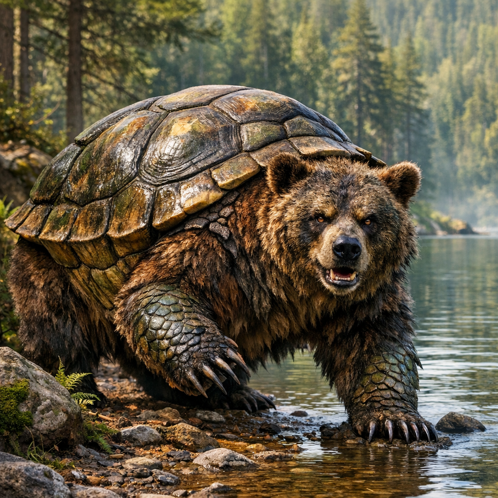 TurtlBear, an AI-generated hybrid of Turtle and Bear