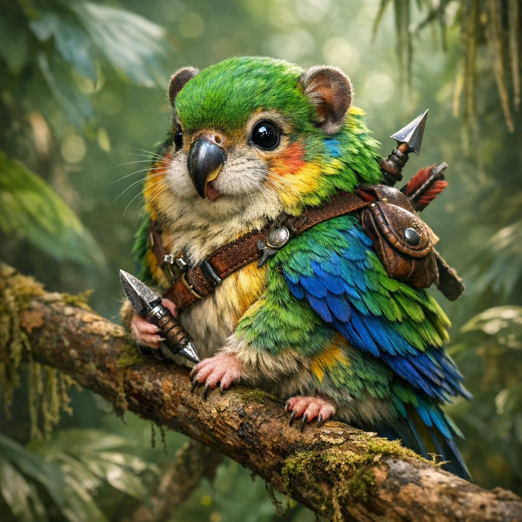 Parroster, an AI-generated hybrid of Parrot and Hamster