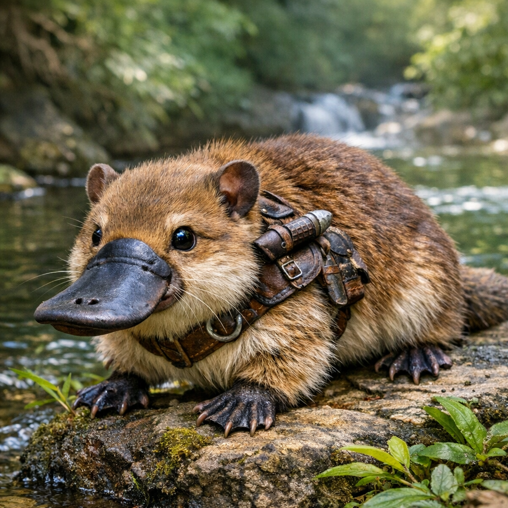 Platystomer, an AI-generated hybrid of Platypus and Hamster