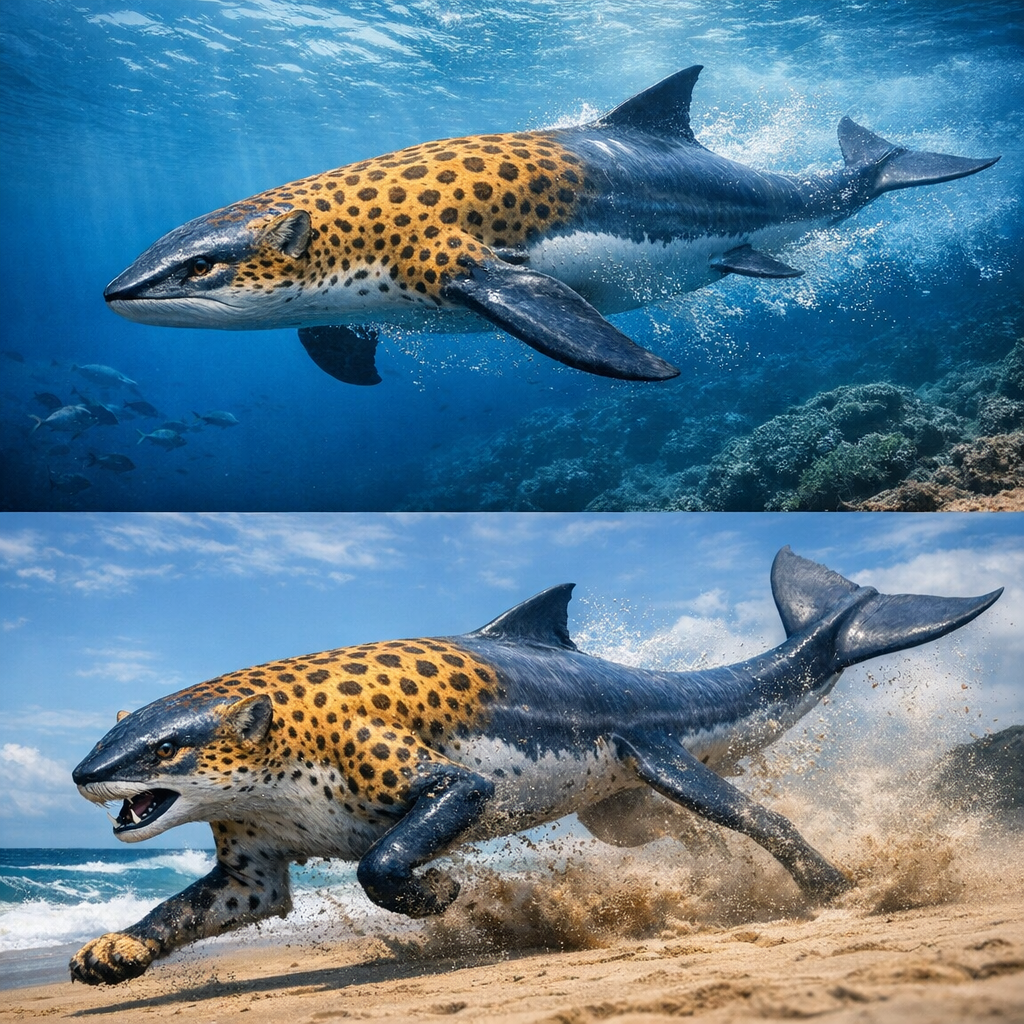 Cheetahwhale, an AI-generated hybrid of Cheetah and Whale