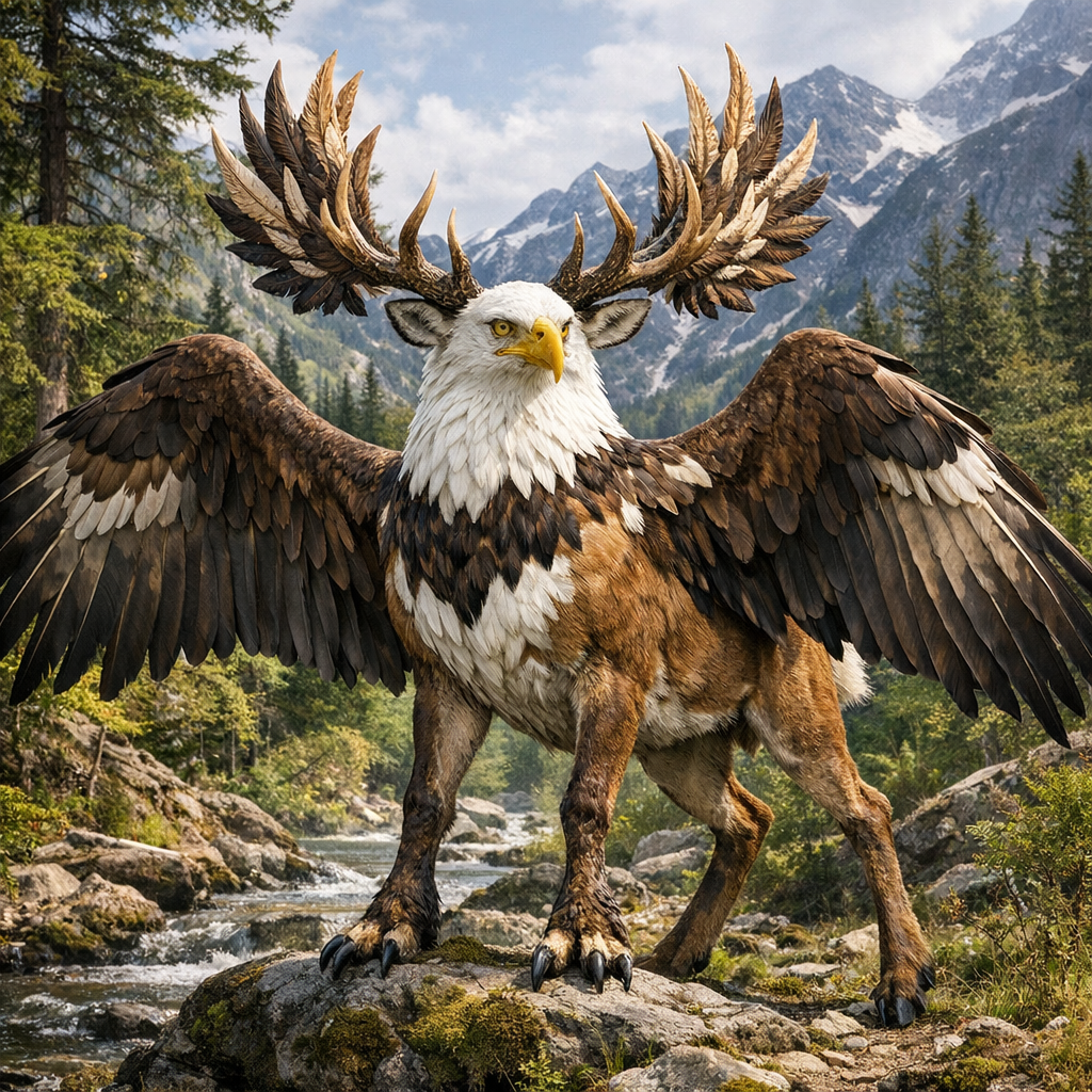 Eagleer, an AI-generated hybrid of Bald Eagle and Deer