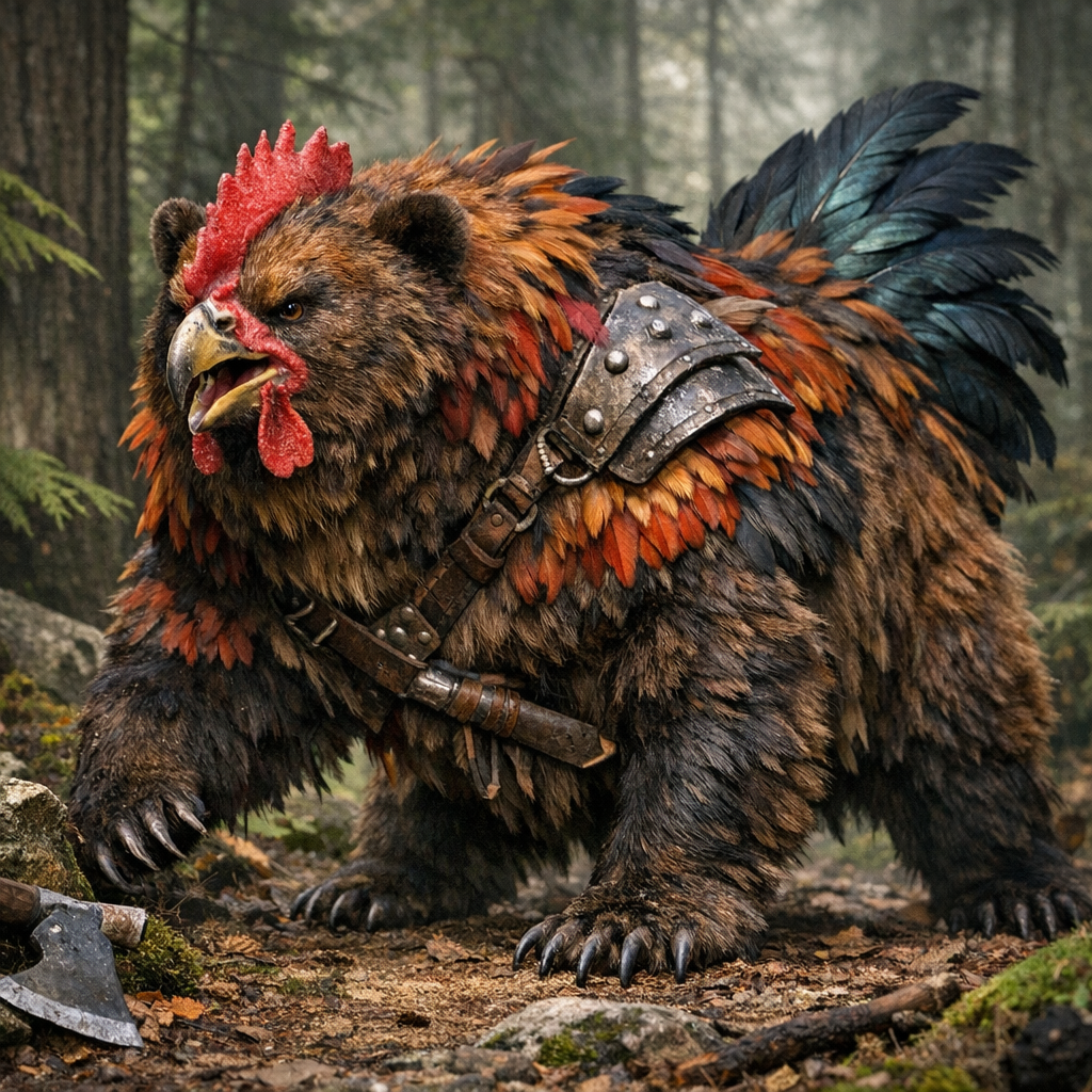 Chickbear, an AI-generated hybrid of Chicken and Bear