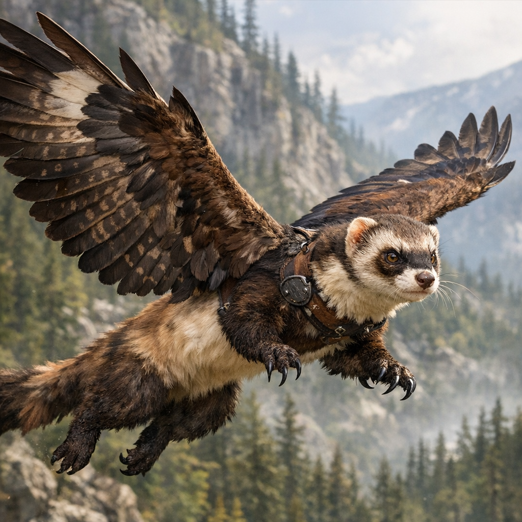 Eaglett, an AI-generated hybrid of Eagle and Ferret