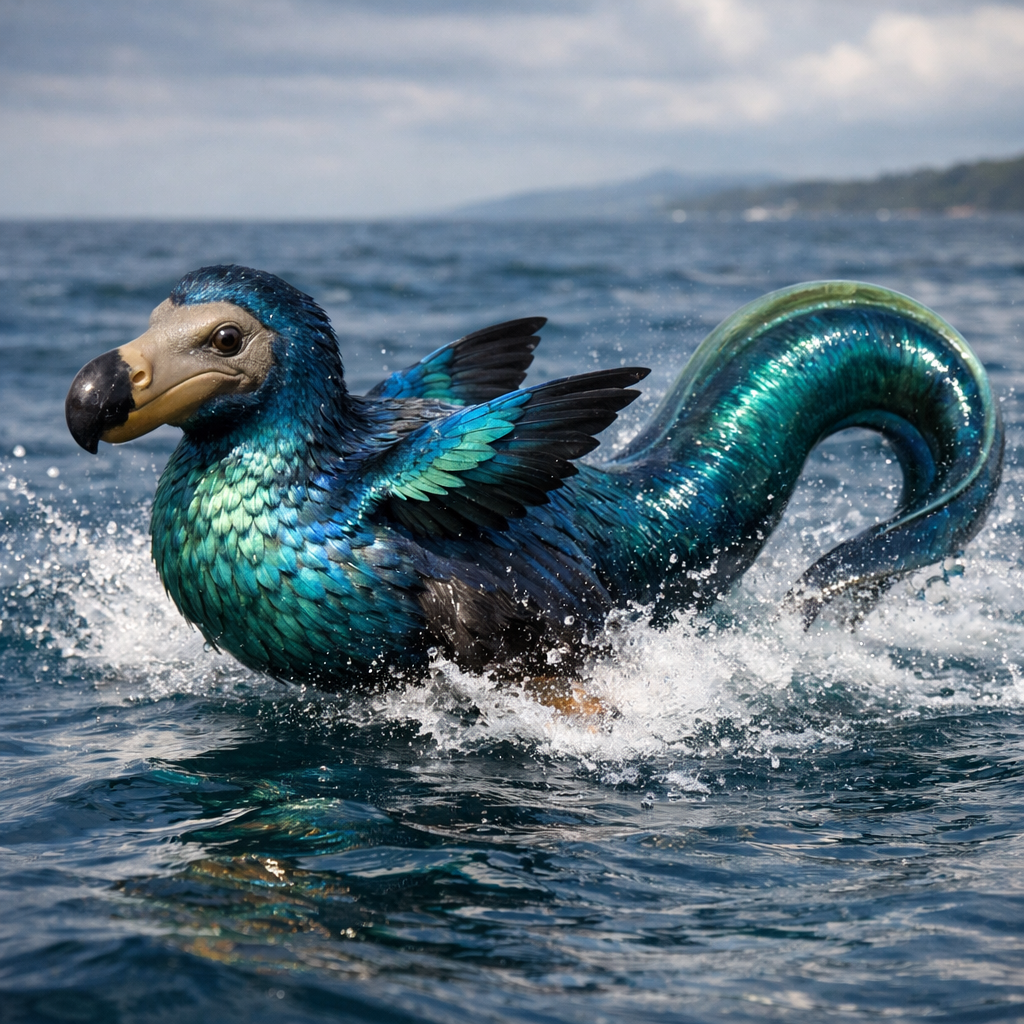 Dood eel, an AI-generated hybrid of Dodo and Eel