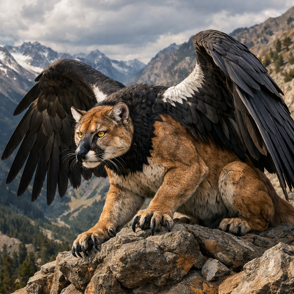 Cougondor, an AI-generated hybrid of Cougar and Condor
