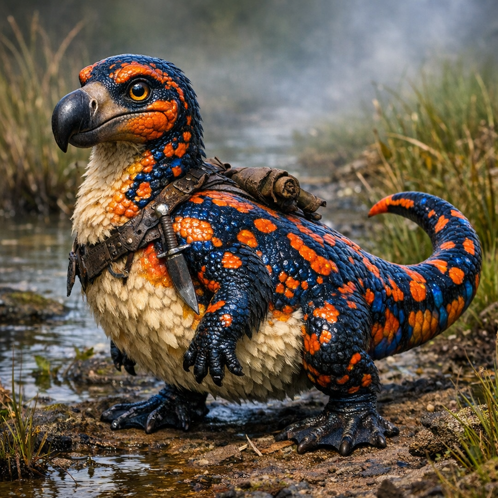 Salamandodo, an AI-generated hybrid of Salamander and Dodo