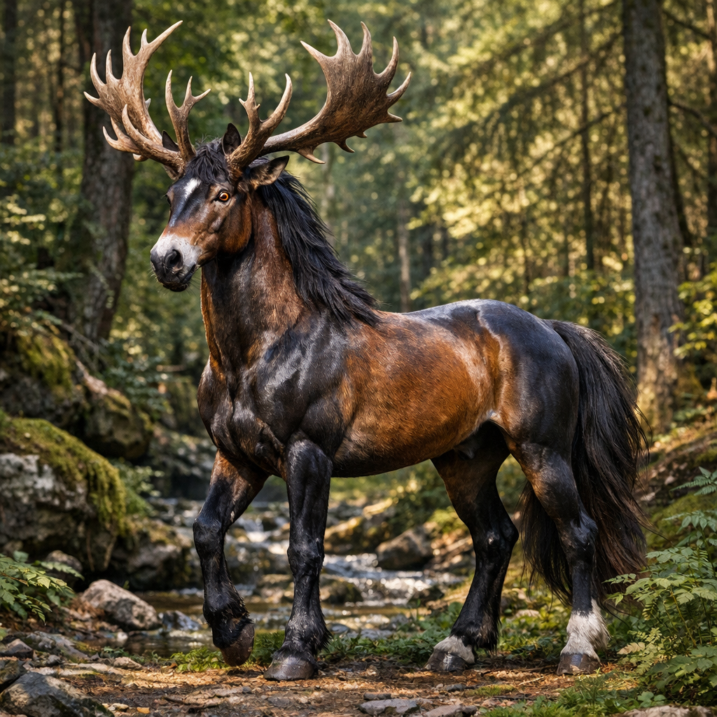 Reinhor, an AI-generated hybrid of Reindeer and horse