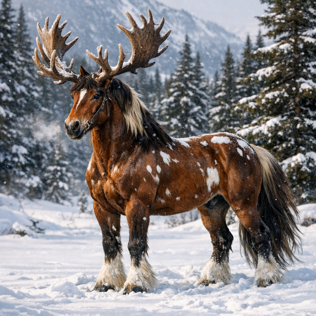 Reinhor, an AI-generated hybrid of Reindeer and horse