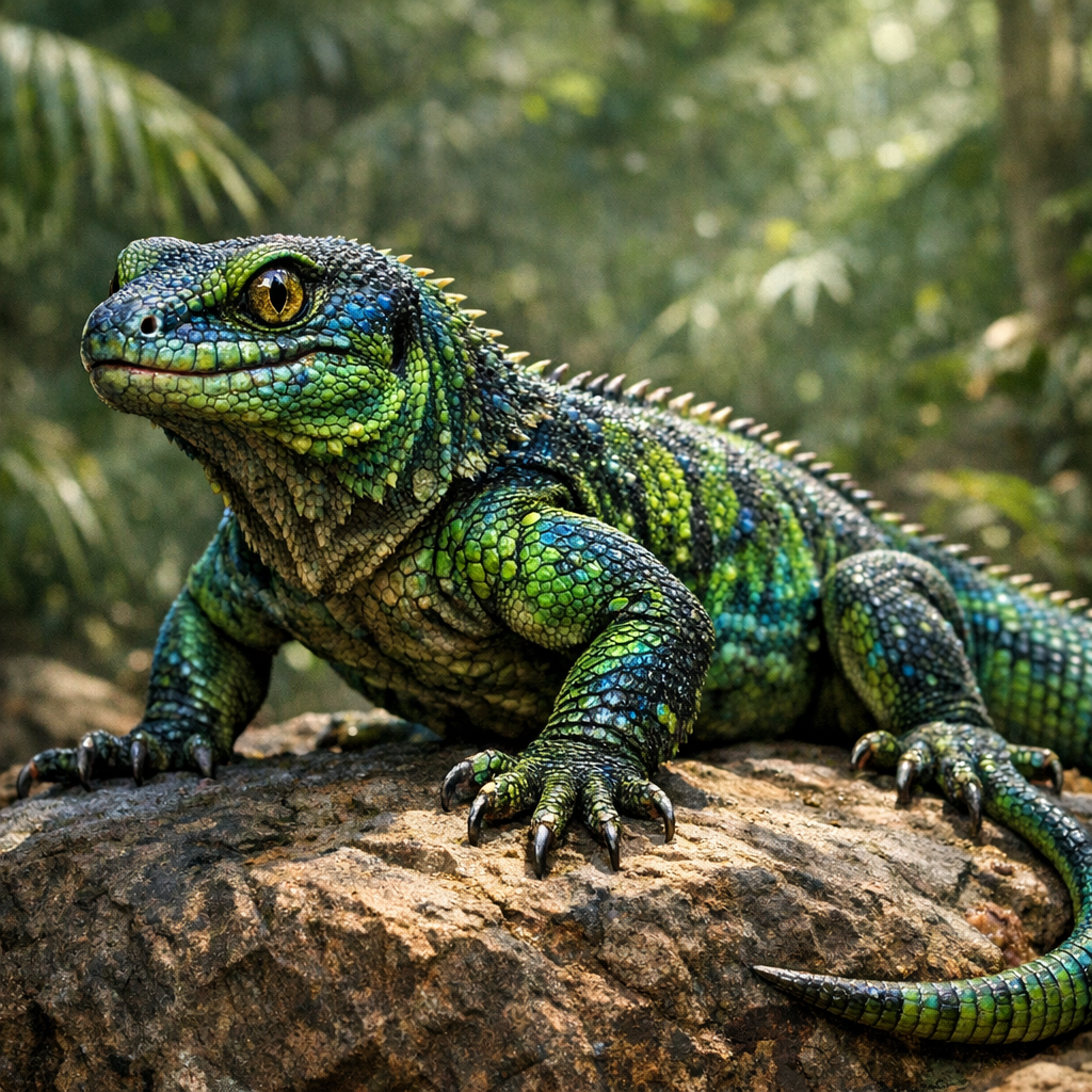Komogecko, an AI-generated hybrid of Komodo Dragon and Gecko