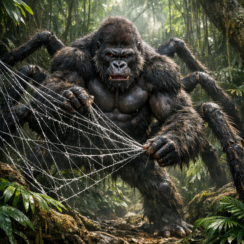Gorillaspider, an AI-generated hybrid of Gorilla and Spider