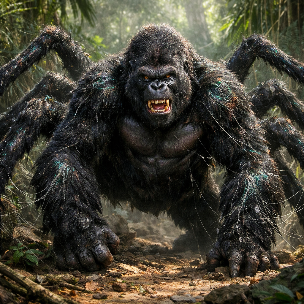 Gorillara, an AI-generated hybrid of Gorilla and Spider