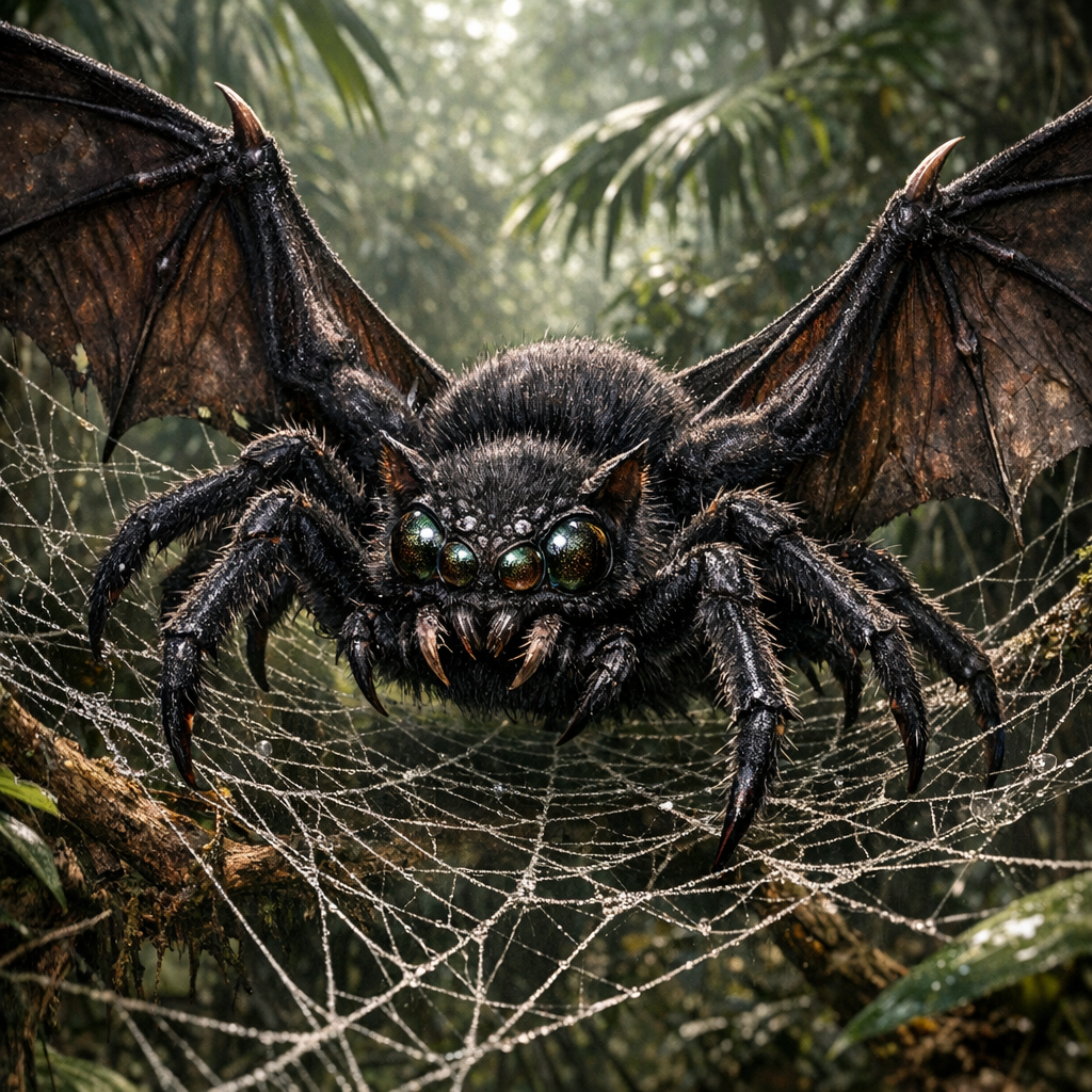 Spibat, an AI-generated hybrid of Spider and Bat