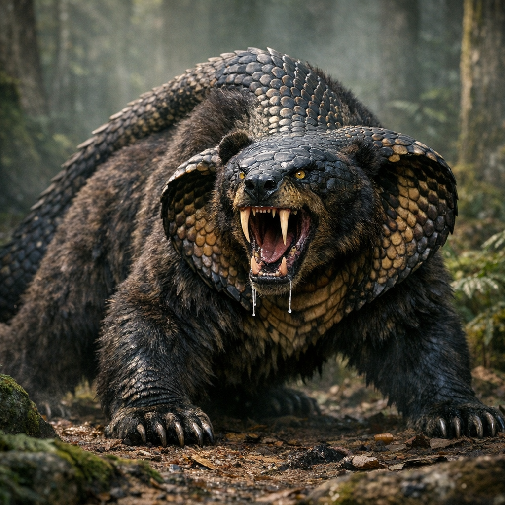 Bearbra, an AI-generated hybrid of Bear and Cobra