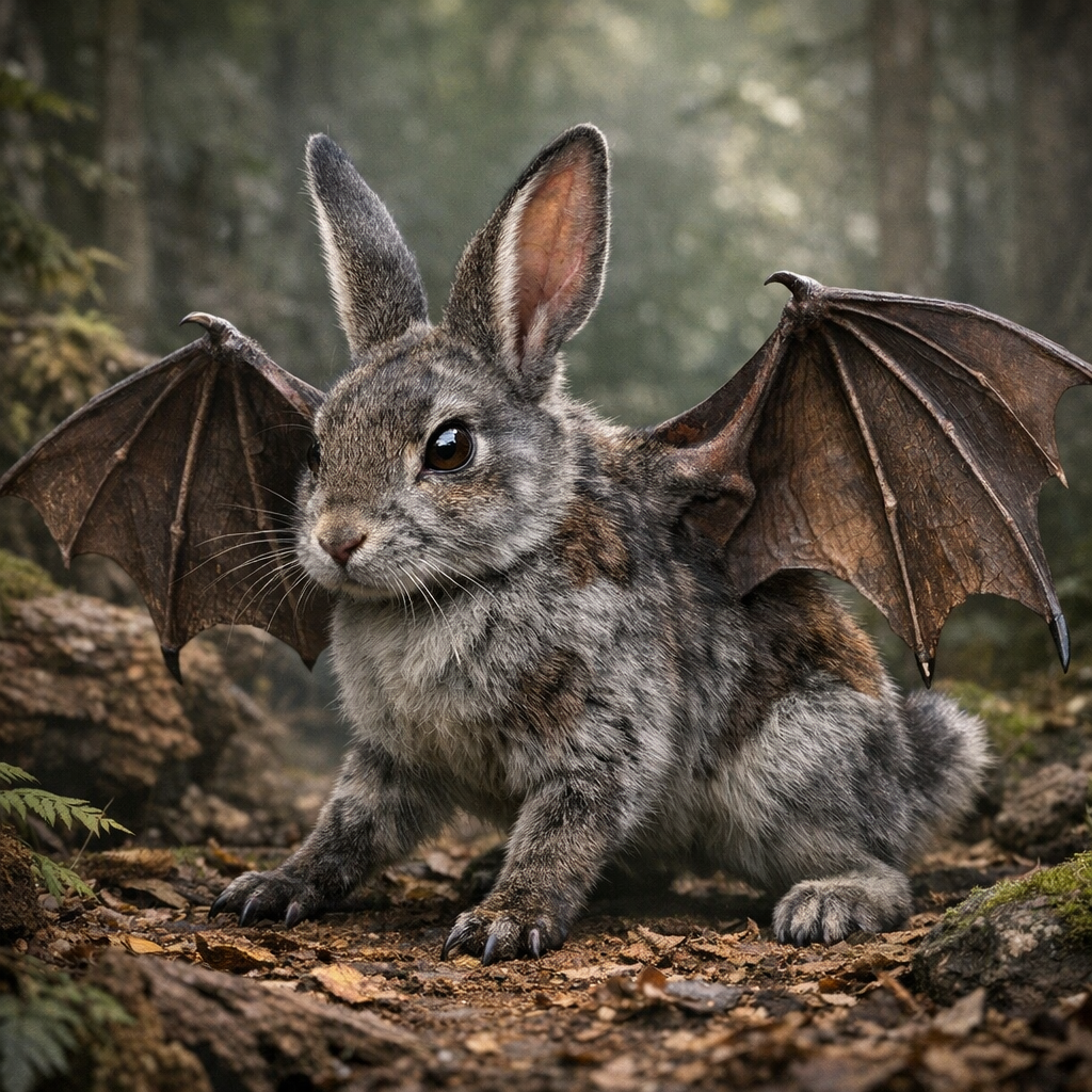 Rabbibat, an AI-generated hybrid of Rabbit and Bat