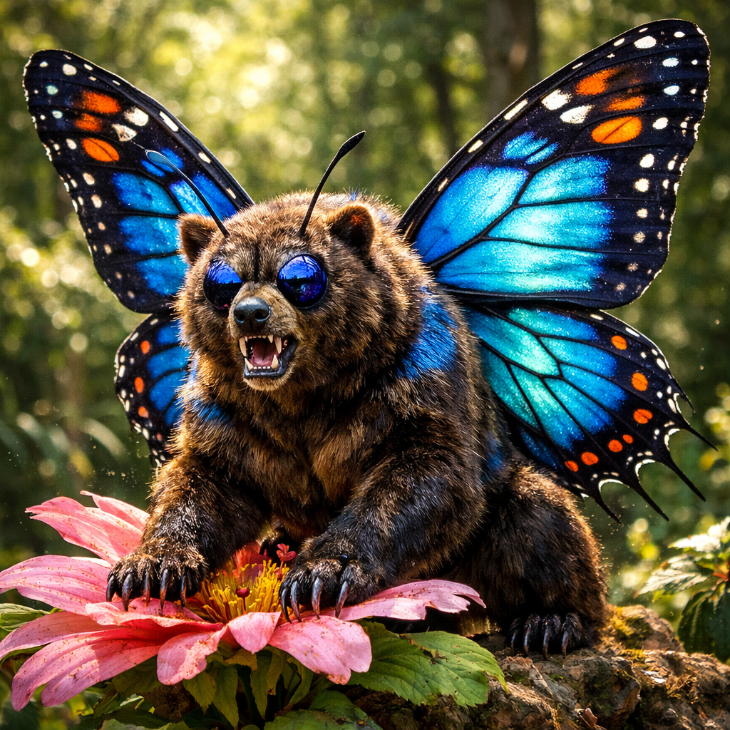 Bearfly, an AI-generated hybrid of Bear and Butterfly