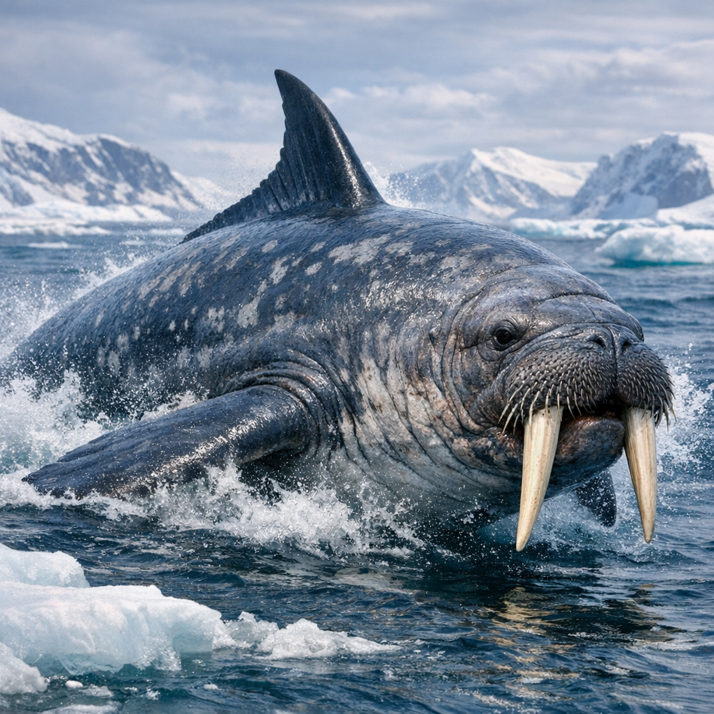 Walwhale, an AI-generated hybrid of Walrus and Whale