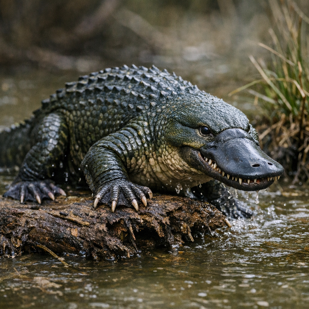 Alliplat, an AI-generated hybrid of Alligator and Platypus