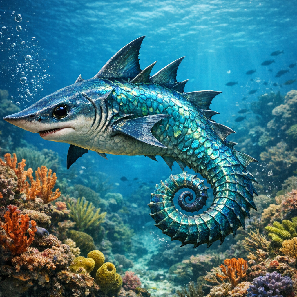 Shorse, an AI-generated hybrid of Shark and Seahorse