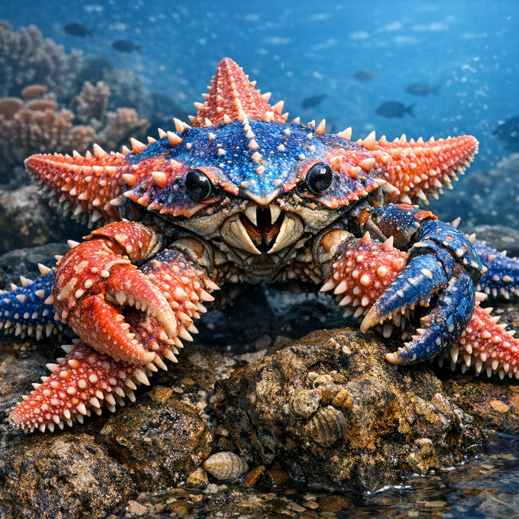 Crabstar, an AI-generated hybrid of Crab and Starfish
