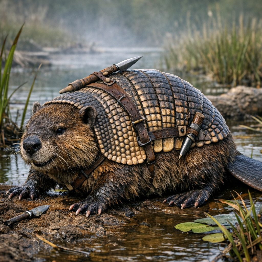 Beaverdillo, an AI-generated hybrid of Beaver and Armadillo