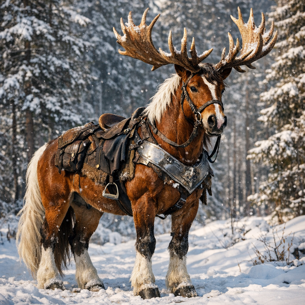 Horsedeer, an AI-generated hybrid of horse and Reindeer