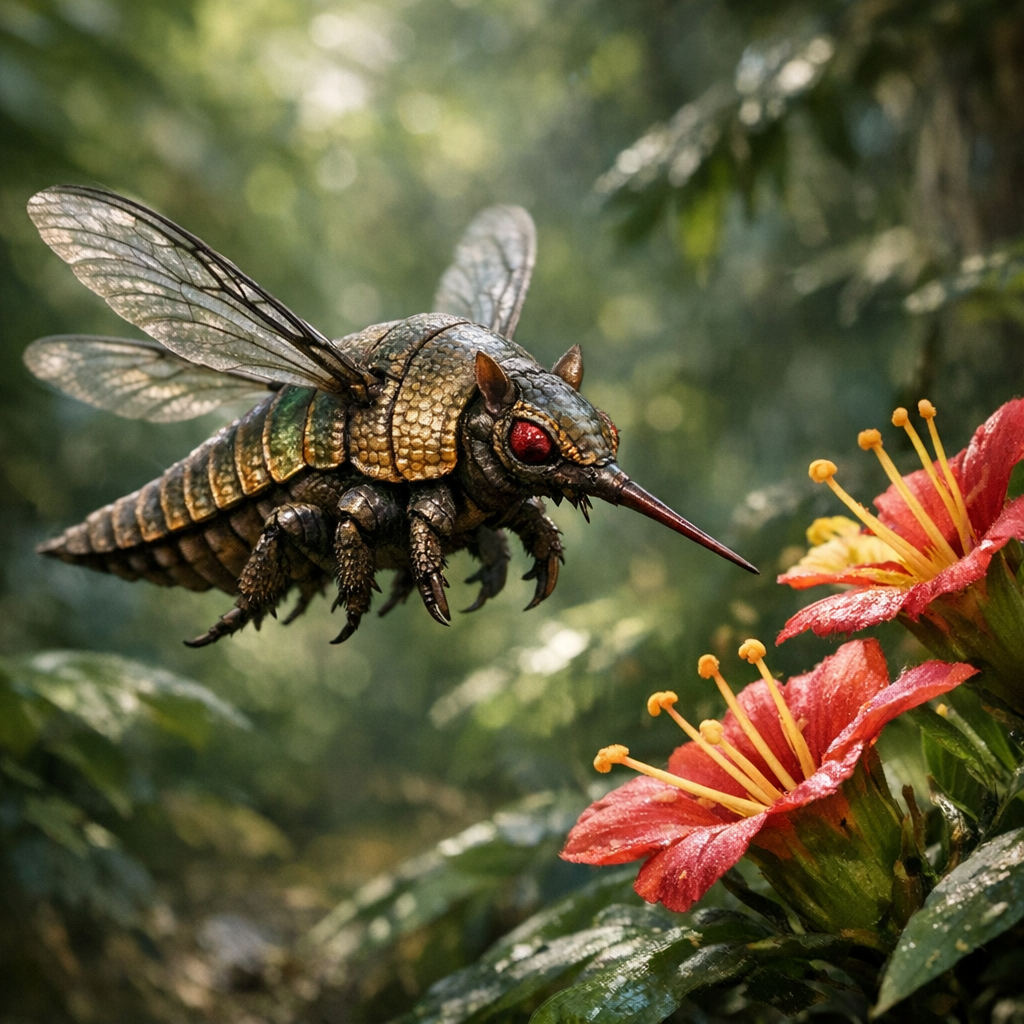 Armadillosquito, an AI-generated hybrid of Armadillo and mosquito