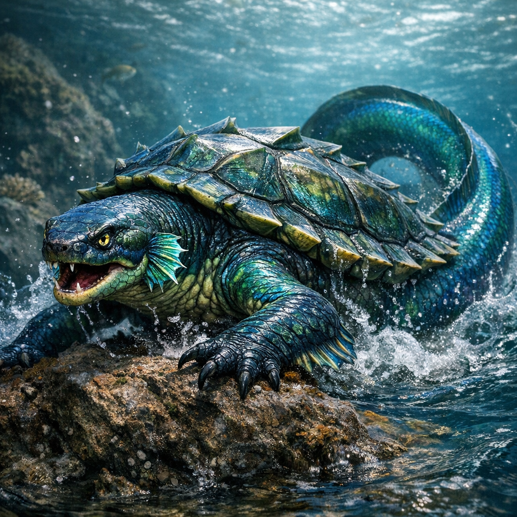 Turtel, an AI-generated hybrid of Turtle and Eel