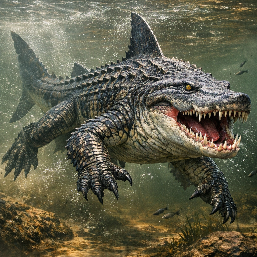 Shalligator, an AI-generated hybrid of Shark and Alligator