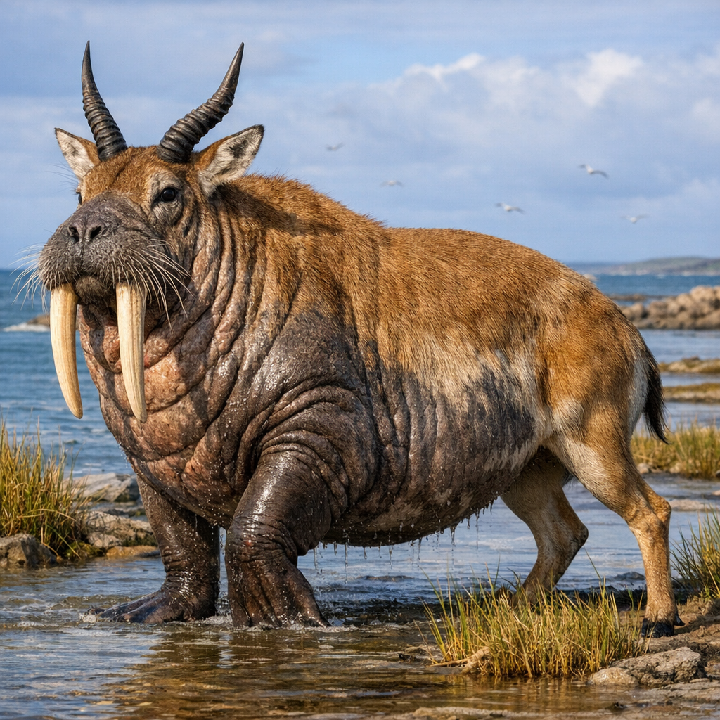 Antelrus, an AI-generated hybrid of Antelope and Walrus