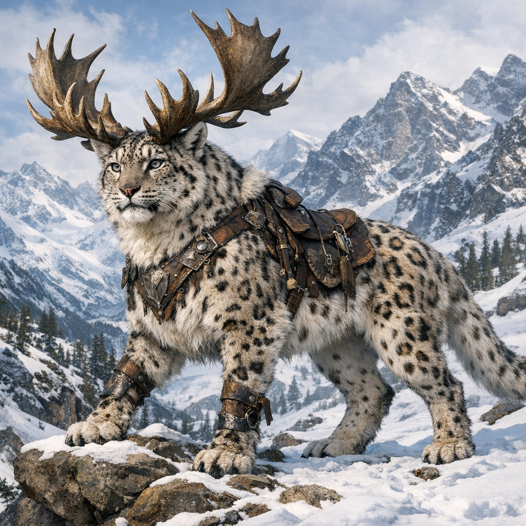 Lepreindeer, an AI-generated hybrid of snow leopard and Reindeer