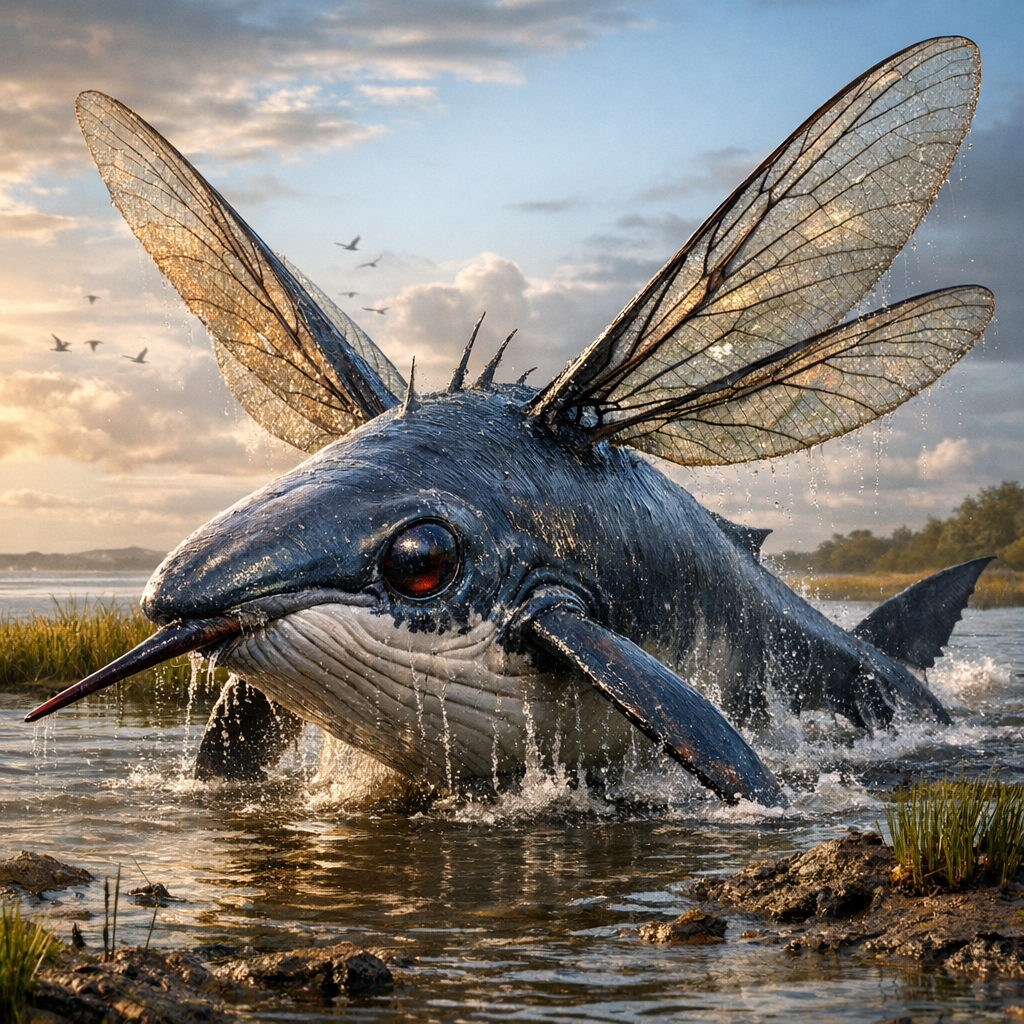 Whiskito, an AI-generated hybrid of Whale and mosquito