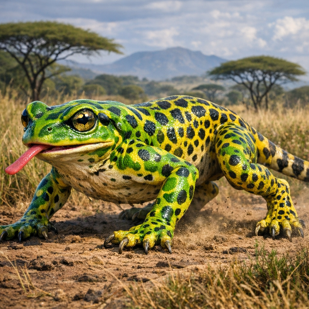 Frogetah, an AI-generated hybrid of Frog and Cheetah