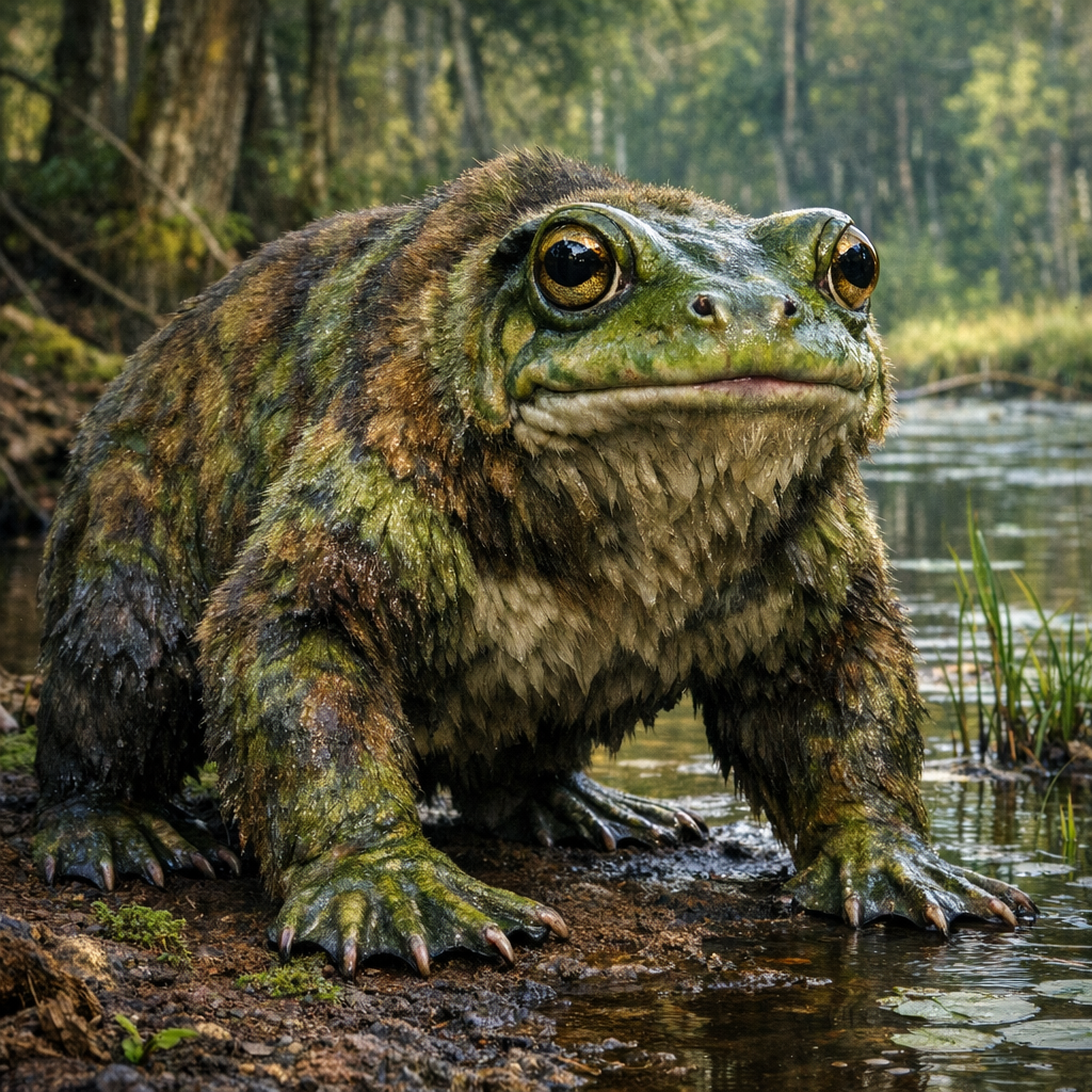 Frogbear, an AI-generated hybrid of Frog and Bear