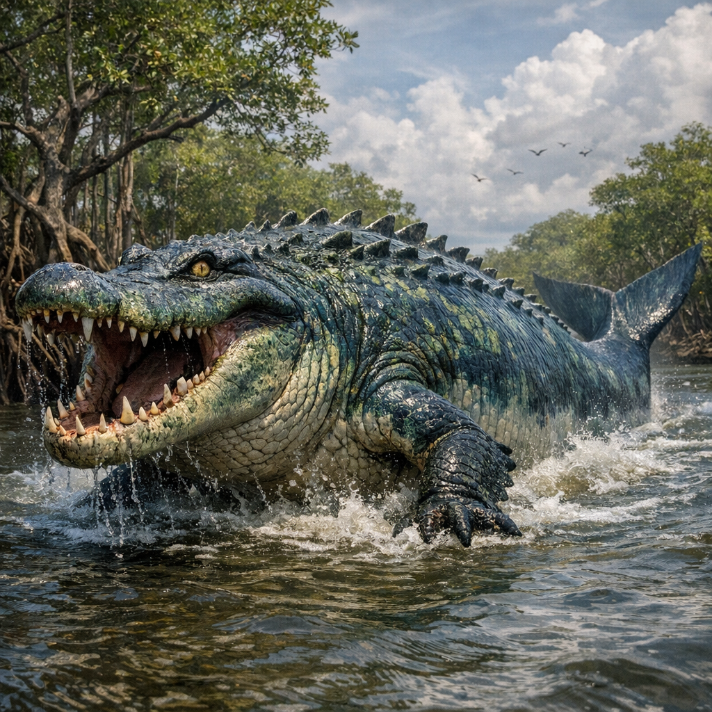 Gatorwhale, an AI-generated hybrid of Alligator and Whale