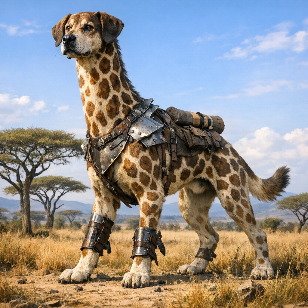 Giraffdog, an AI-generated hybrid of dog and Giraffe