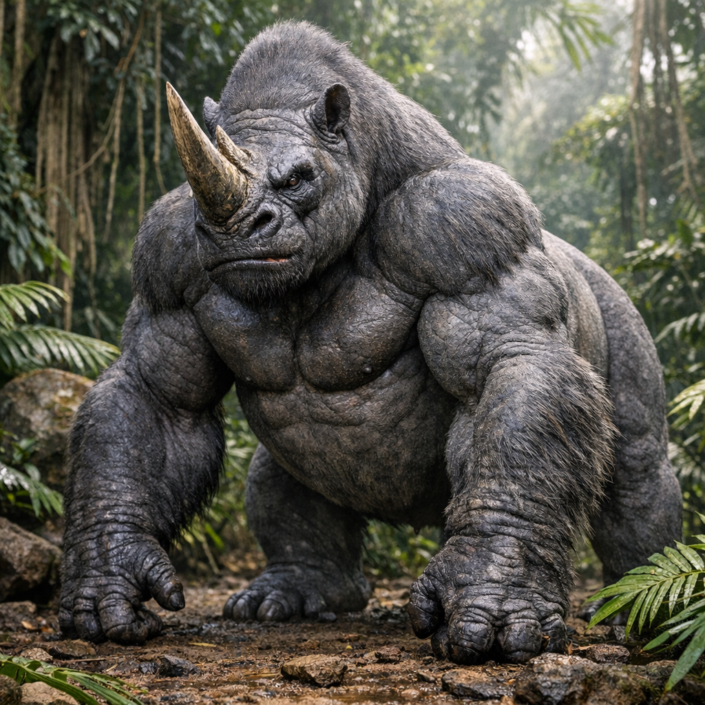 Gorhinoceros, an AI-generated hybrid of Gorilla and Rhinoceros