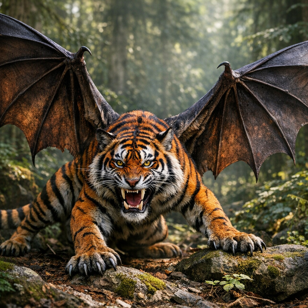 Batiger, an AI-generated hybrid of Bat and Tiger