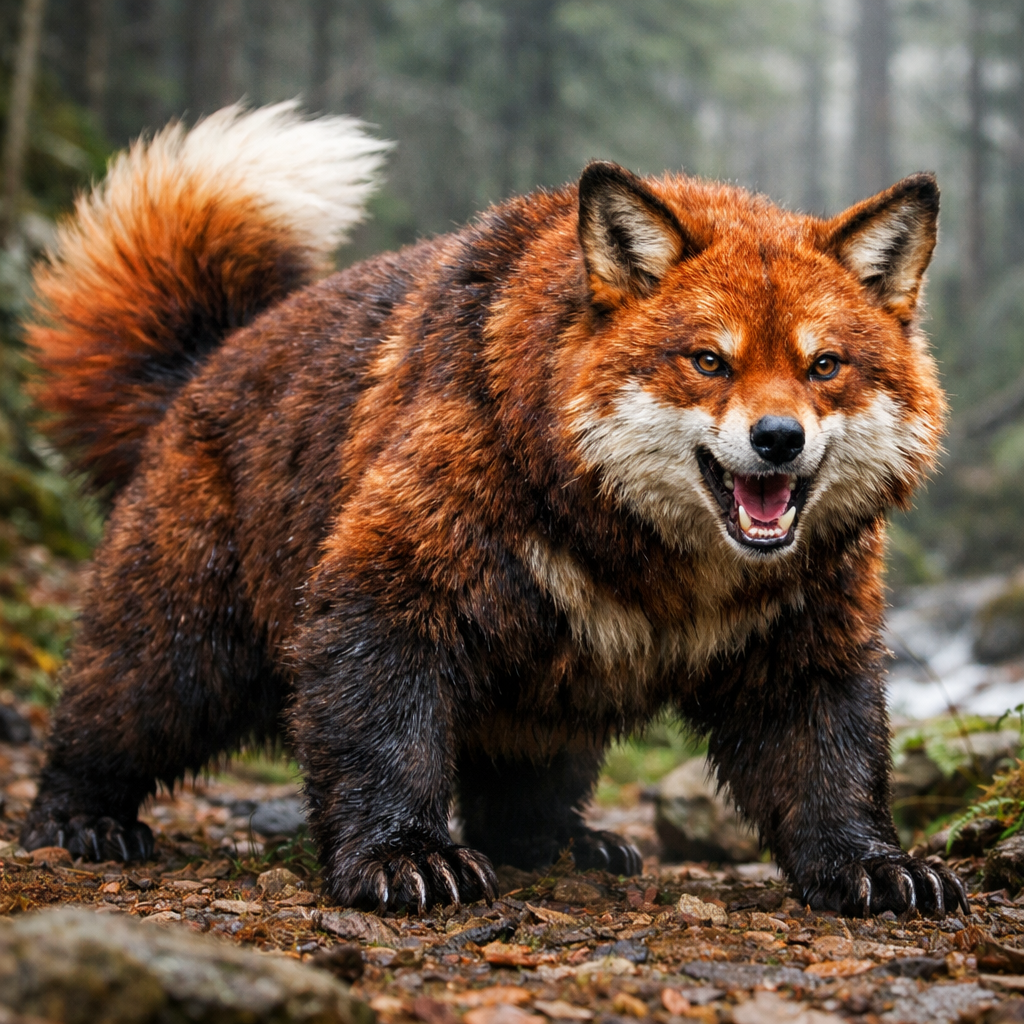 Bearfox, an AI-generated hybrid of Bear and Fox