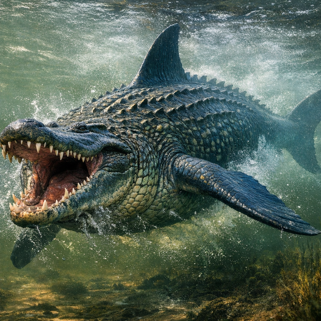 Alliwhale, an AI-generated hybrid of Alligator and Whale